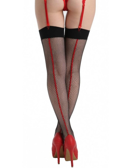 Bas Jarretelle Resille couture rouge dos