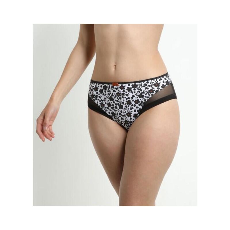Slip Dim Generous imprimé Fleurs Noires