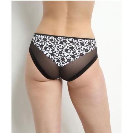 Slip Dim Generous imprimé Fleurs Noires