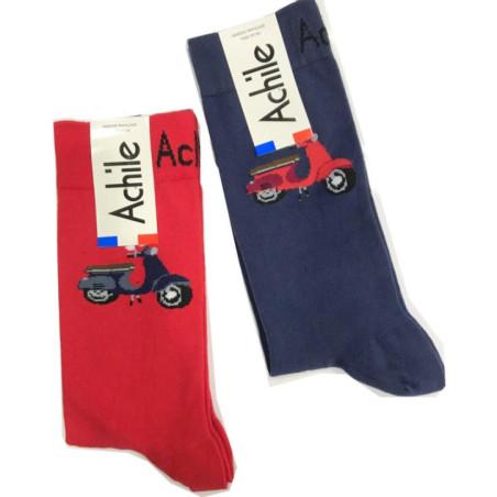 duo-de-chaussettes-achile-dolce-vita-rouges-bleues-scoot-vespa