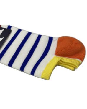  Socquette-invisible-fil-d-ecosse-Perrin-Homme-rayures-blanc-multi-soleil-à plat