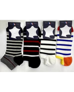 Assortiment-de-4-paires-Socquette-fil-d-ecosse-Perrin-Homme-rayures-mariner-a-plat