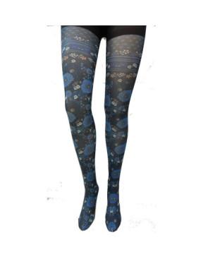 Collant-opaque-imprimé-fleurs-de-lotus-verts