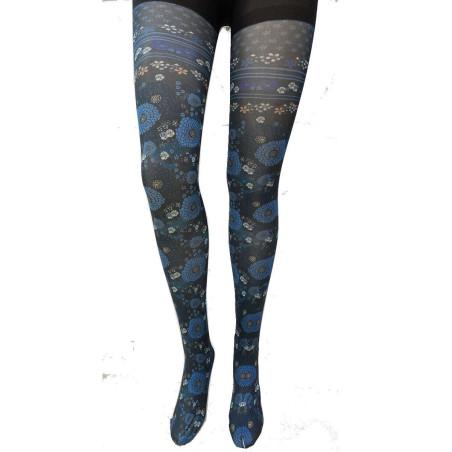 Collant-opaque-imprimé-fleurs-de-lotus-verts