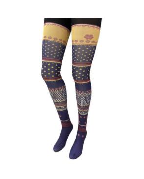 Collant-opaque-imprimé-violet-pois-fleuri