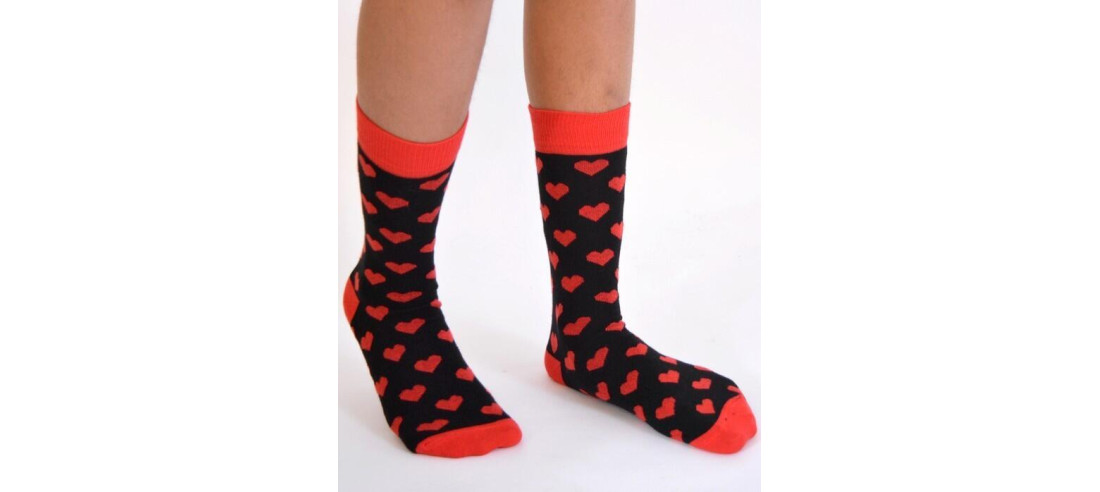Chaussettes Macahel fm noires coeurs rouges