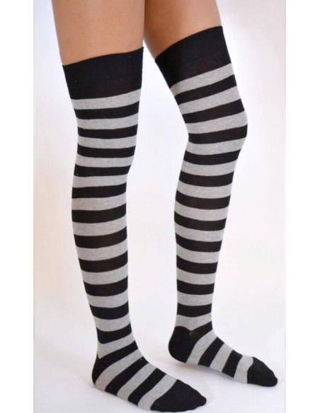 Jambières bicolores à rayures noires et grises