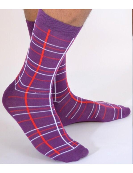 chaussettes Macahel hom Ecossaises violet