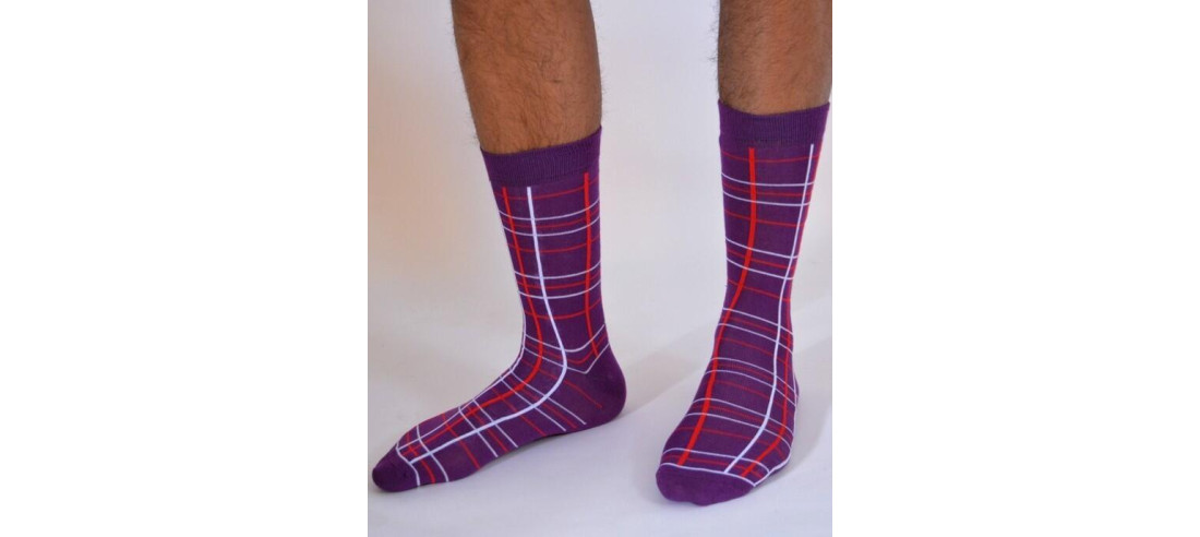 chaussettes Macahel hom Ecossaises violet
