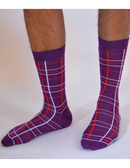 chaussettes Macahel hom Ecossaises violet