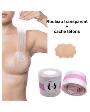 Bande adhesive transparente pour seins dos nu