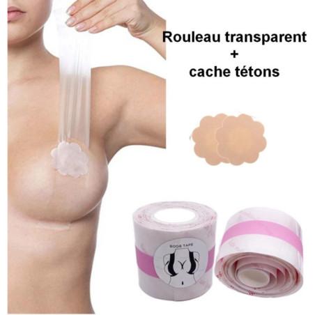 Bande adhesive transparente pour seins dos nu