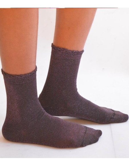 Fines chaussettes lurex violine