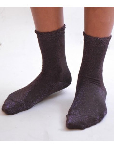 Fines chaussettes lurex violine 2