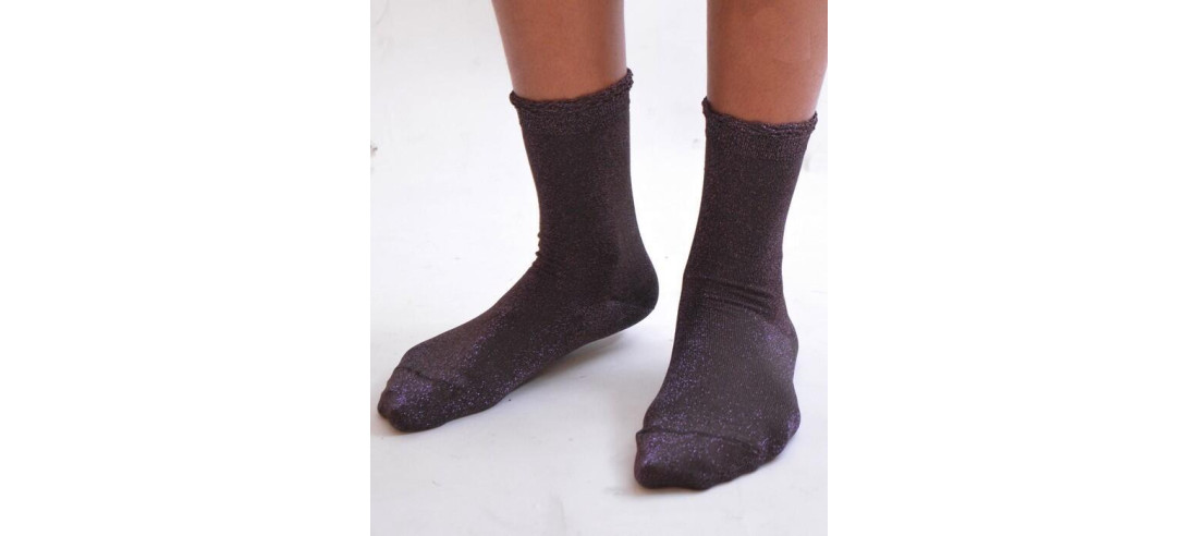 Fines chaussettes lurex violine