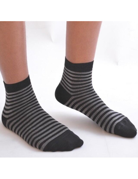 chaussettes lurex rayures argenté