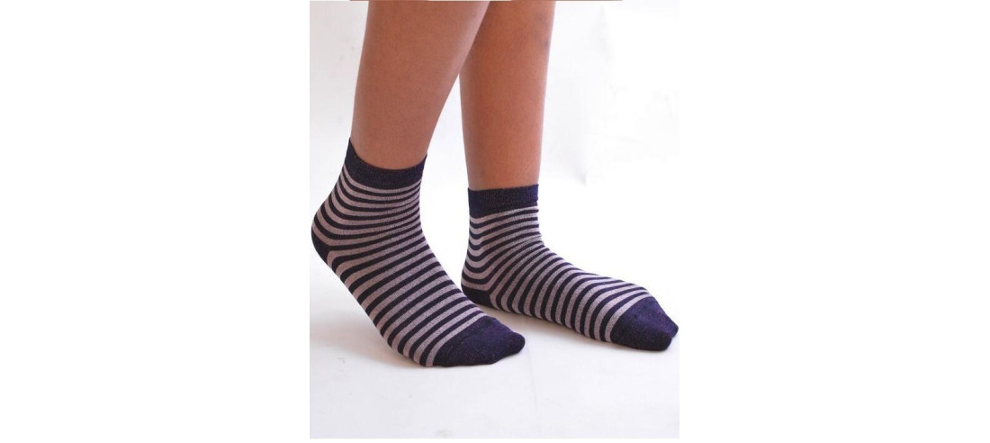 Chaussettes rayures lurex violine