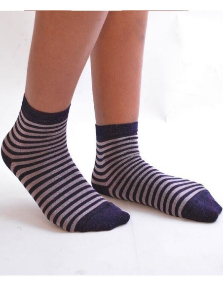 Chaussettes rayures lurex violine