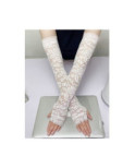 Mitaines Manchons longues dentelle blanches