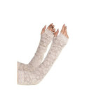 Mitaines Manchons longues dentelle blanches