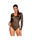 Body Tulle Transparent Noir Manches longues