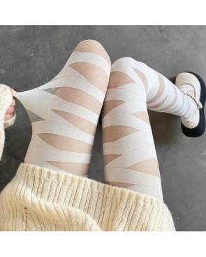 collant-effet-bandes-trompe-l-oeil-blanc-sexy
