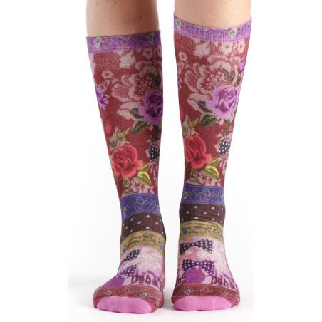  Mi-Bas-Bambou-imprimé-damas-fleuri-Dub-et-drinoDRIPK15DD-face