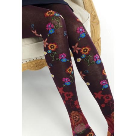 Collant-coton-hiver-Dub-et-Drino-DRIN637-bouquet-fleuri-détail