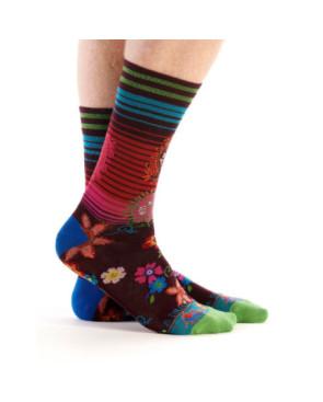 Chaussette-Revers-Dub-et-Drino-DRIN638-rouge-patchwork-fleurs