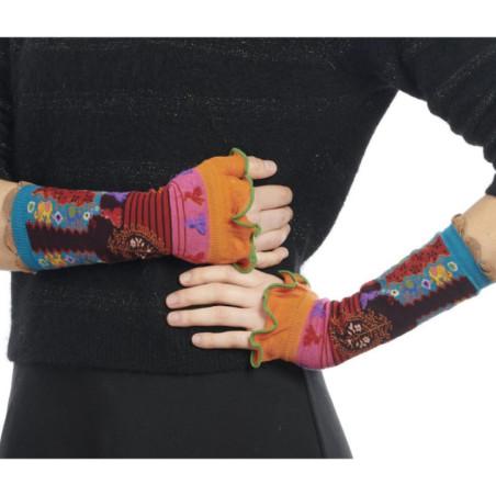 mitaines-manchons-dub-et-drino-Perse-rayures-bouquet-fleuri-DRING88-avant