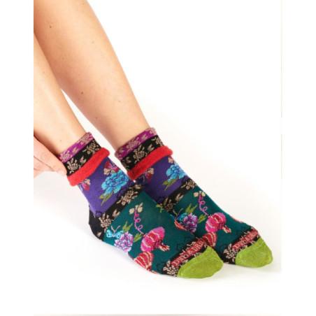 Chaussette-Revers-Dub-et-Drino-DRIN628-rouge-patchwork-fleurs