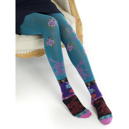 collant-dub-et-drino-coton-drin632-bouquet-turquoise