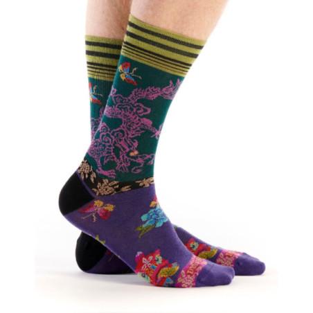 Chaussette-Dub-et-Drino-DRIN633-rouge-patchwork-fleurs
