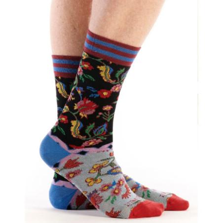 Chaussette-Dub-et-Drino-DRIN627-rouge-patchwork-fleurs-indienne