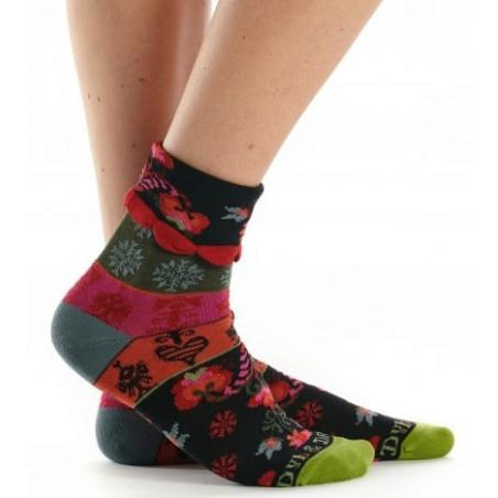 Chaussette-Revers-Dub-et-Drino-DRIN561-rouge-patchwork-fleurs-norway-profil
