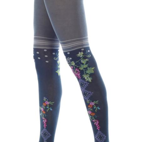 Collant Fil de Joie Coton bacchus raisin fleuri