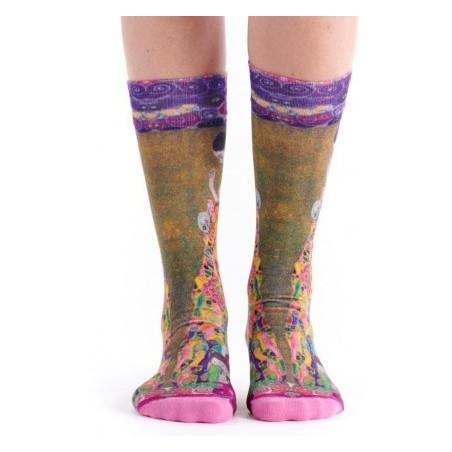 Chaussette-bambou-ruban-rouge-oeuvre-tableaux-célébres-gustave-klimt-l-espoir-RUART06-face