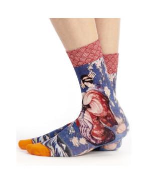  Chaussettes-bambou-ruban-rouge-oeuvre-et-tableau-illustre-estampe-geisha-hokusai-RUART20-profil-2