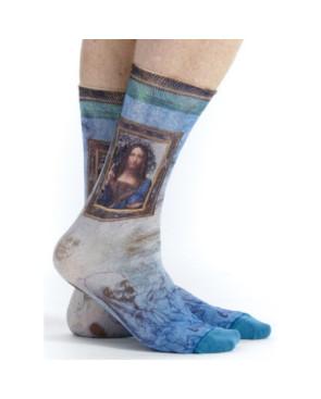  CHAUSSETTES-bambou-tableaux-et-oeuvre-d-art-illustre--leonard-de-vinci-SALVATORE-mundi-RUART24-profil