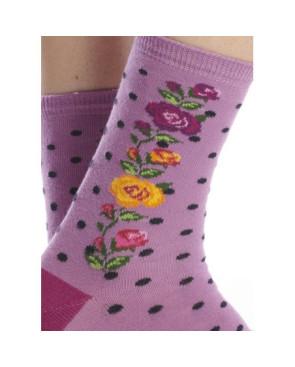 Chaussettes Ruban Rouge Lilas Plumetis