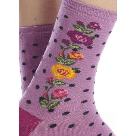 Chaussettes Ruban Rouge Lilas Plumetis