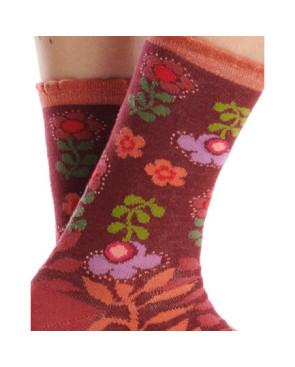 Chaussettes Ruban Rouge longues fleurs