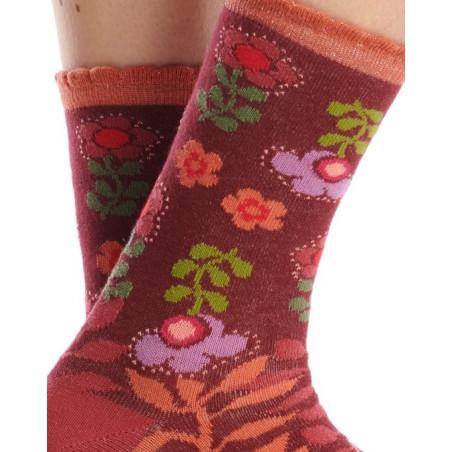 Chaussettes Ruban Rouge longues fleurs