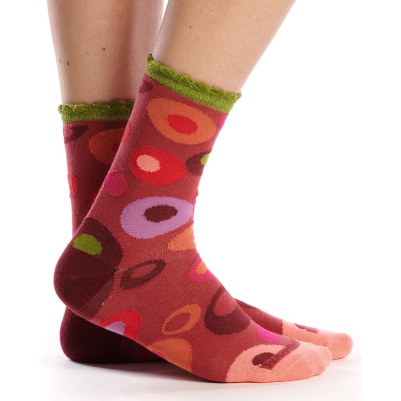 Chaussettes Ruban Rouges Bubbles bordeaux