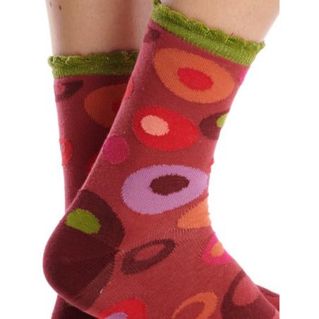 Chaussettes Ruban Rouges Bubbles bordeaux