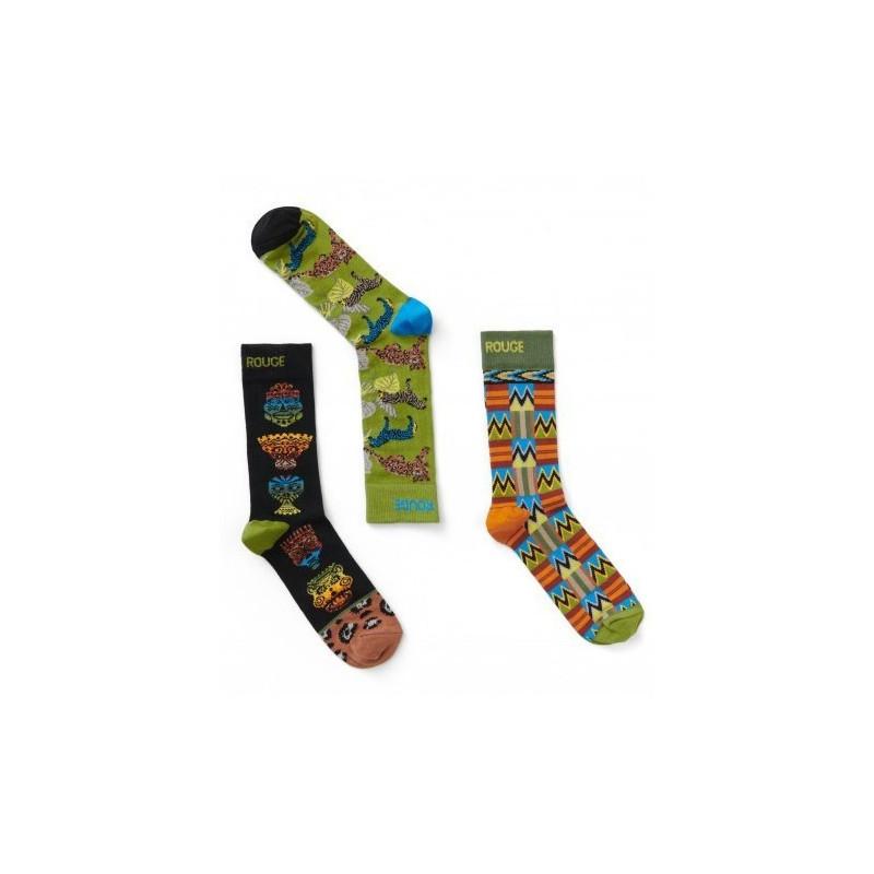 Coffret de 3 paires de Chaussettes Ruban Rouge Théme Africain