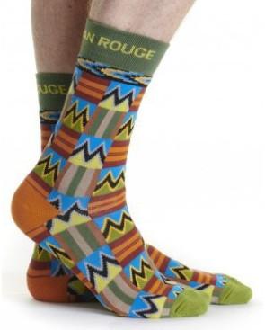  Chaussettes-ruban-rouges-Homme-tissu-africain-Rubah