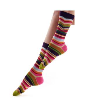 chaussettes-coton-rayures-multi-kaki-bordeaux-fil-de-joie-FILRA02