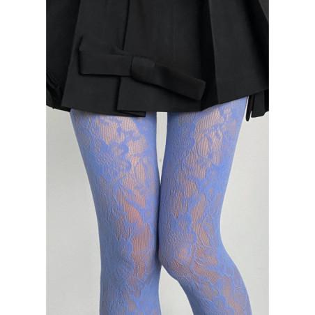 Collant Dentelle résille Bleu Ciel Les Petits Caprices
