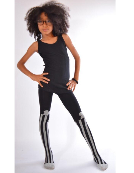 Collant coton rayures souris noires